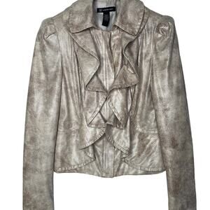INC tan jacket with ruffles  XS